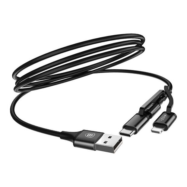 Кабель Baseus Excellent Three-in-one Cable USB For Micro/Lightning/Type-C 2A 1.2m (Black/Черный) - 4