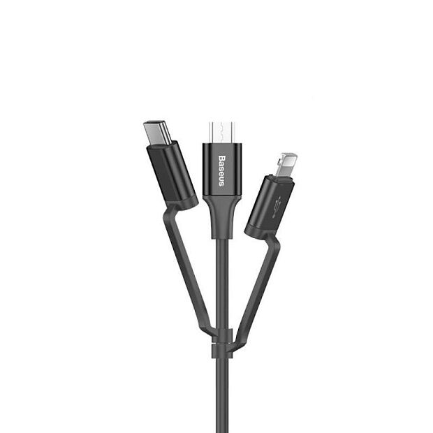 Кабель Baseus Excellent Three-in-one Cable USB For Micro/Lightning/Type-C 2A 1.2m (Black/Черный) - 3