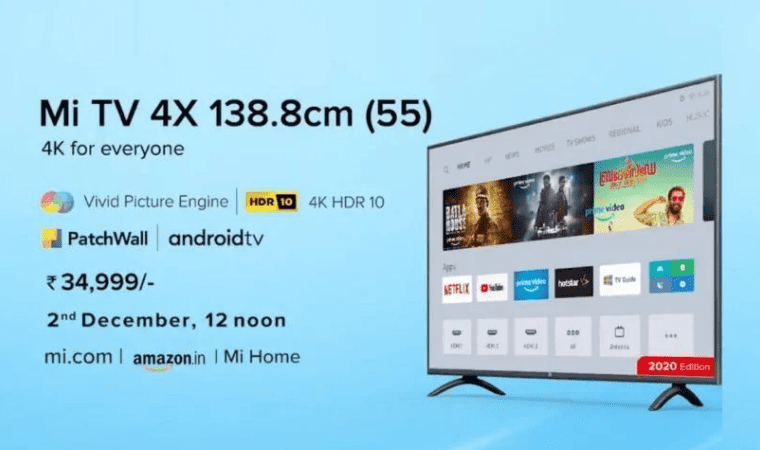 Mi TV 4X (55) 2020 Edition имеет 55-дюймовый HDR-дисплей 4K