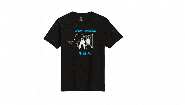 Футболка Vancl Cotton Printed T-Shirt Open Windows (Black/Черный) 